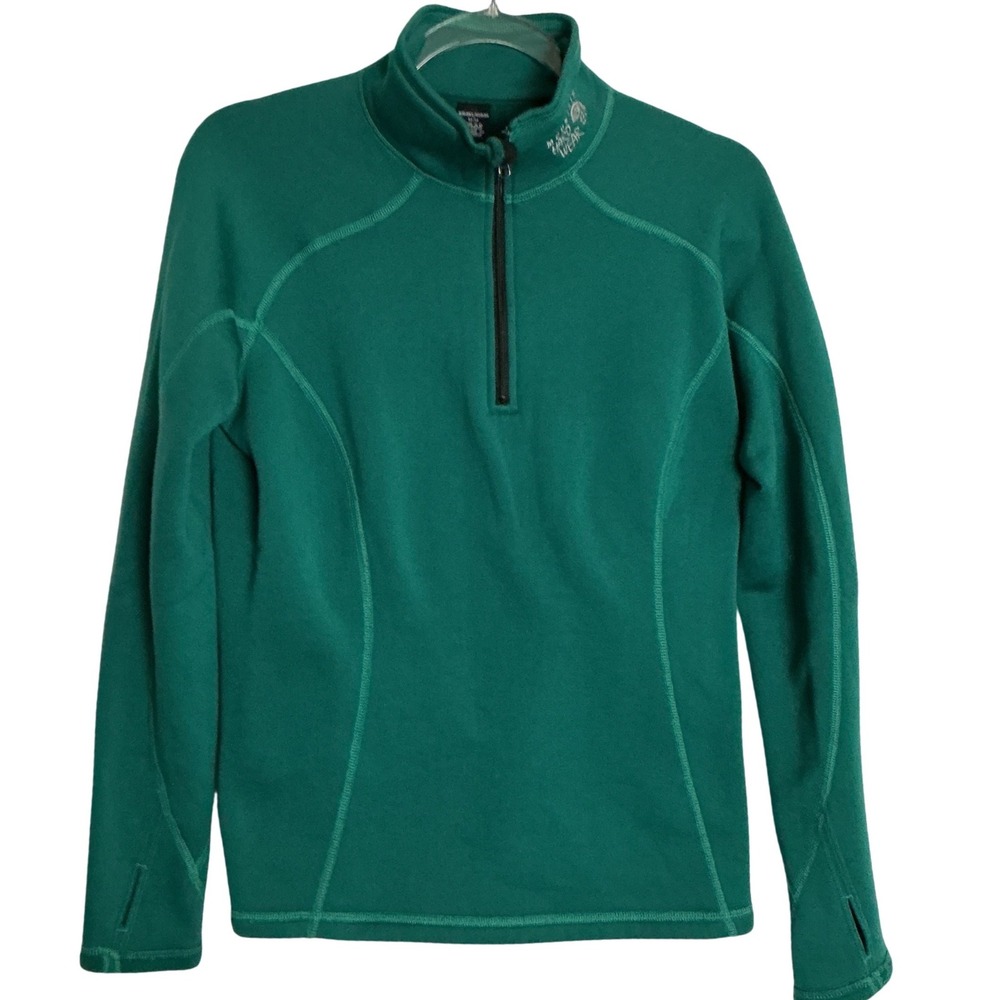 Mountain Hardwear 1/4 Zip Fleece Pullover Womens Medium Green Thumbholes